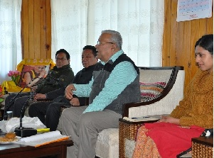 The Governor of Arunachal Pradesh Shri P.B. Acharya with Government official at Bomdila on  8th  April 2017. 